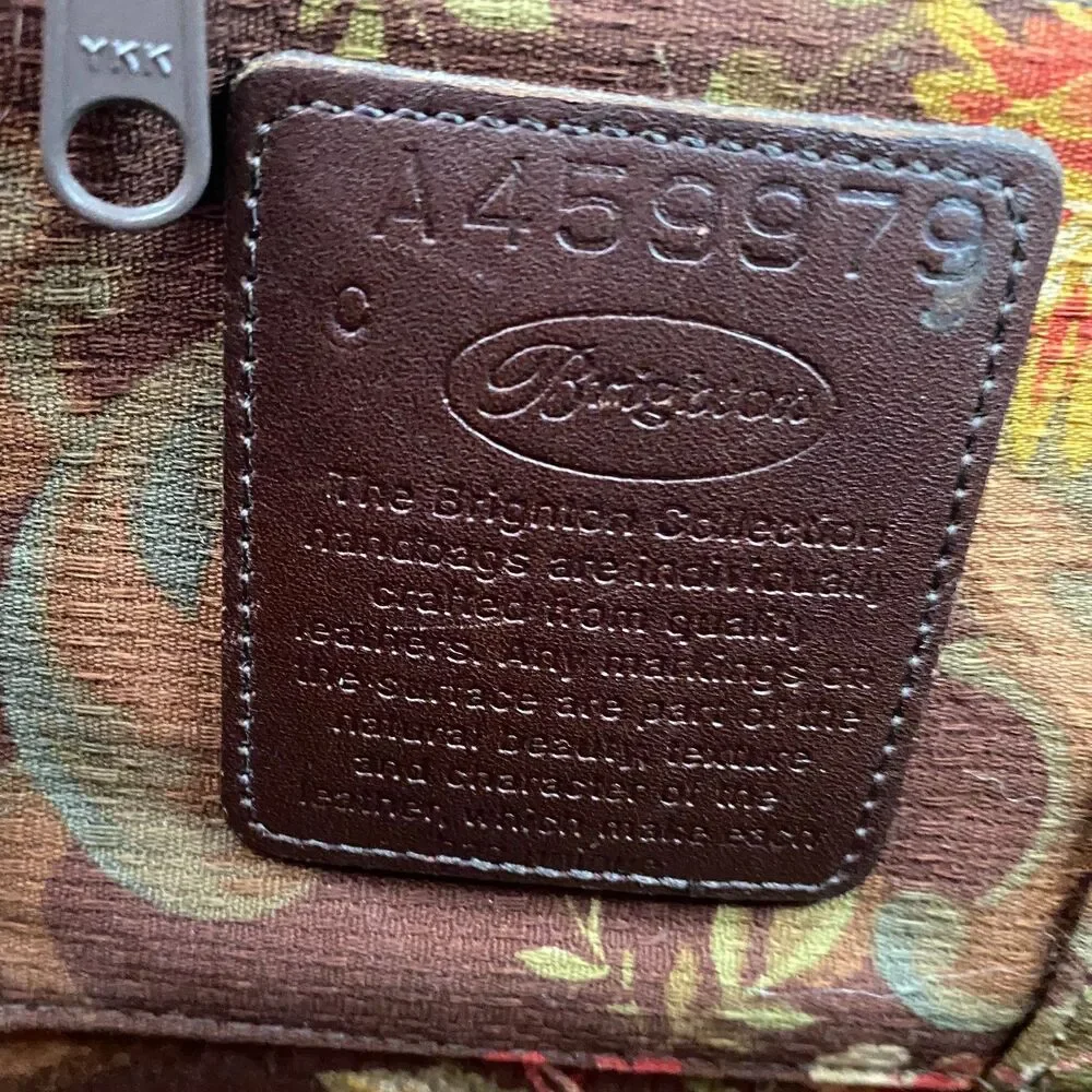 Brighton Brown Croc Embossed Leather Tote Shoulder Bag Heart Charm A459979